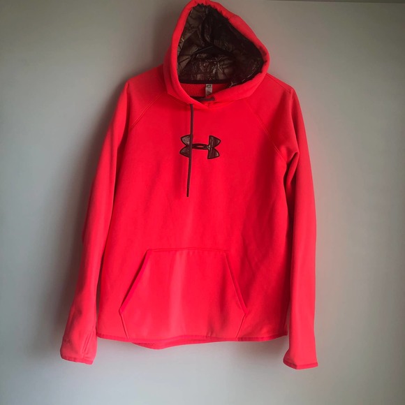 Under Armour Tops - Under Armour UA Neon Pink / Camo  XSTORM1 Hoodie w/ Fleece Inner Womens sz Large